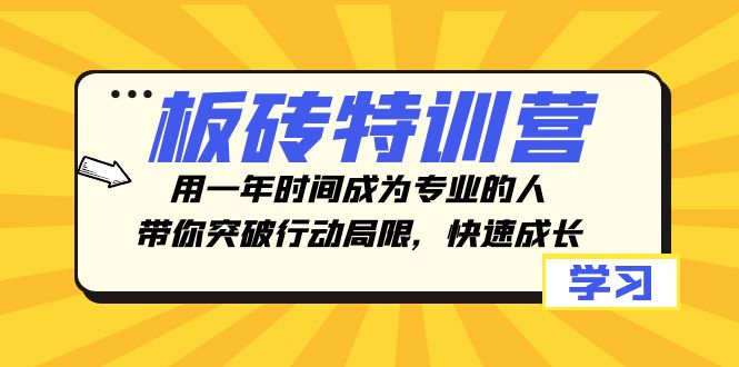 板砖特训营，用一年时间成为专业的人，带你突破行动局限，快速成长-创业项目网