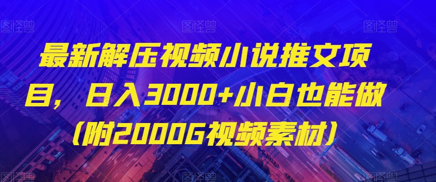 最新解压视频小说推文项目，日入3000+小白也能做（附2000G视频素材）-创业项目网