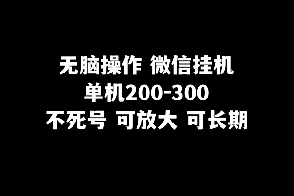 无脑操作微信挂机单机200-300一天，不死号，可放大-创业项目网