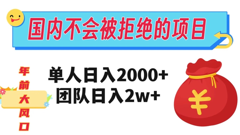 在国内不怕被拒绝的项目，单人日入2000，团队日入20000+-创业项目网