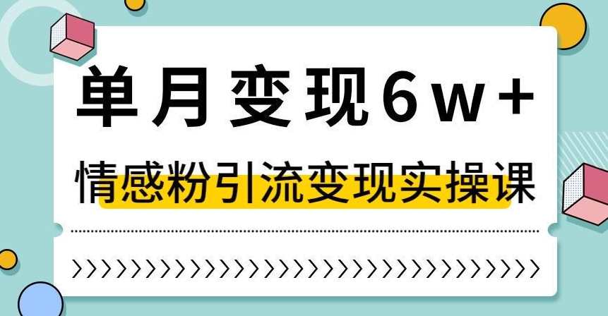 单月变现6W+，抖音情感粉引流变现实操课，小白可做，轻松上手，独家赛道-创业项目网