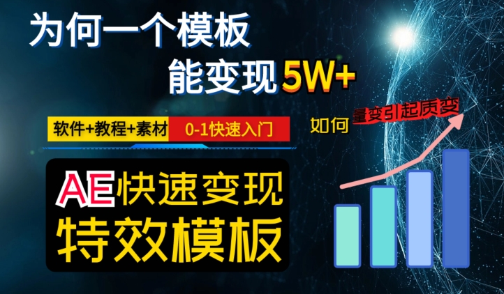 AE视频特效模板变现月入3-5W，0-1快速入门，软件+教程+素材-创业项目网