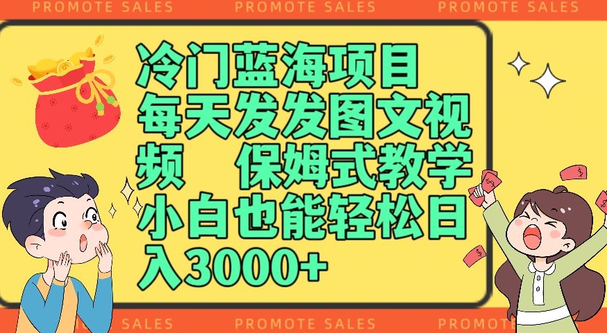 冷门蓝海项目，每天发发图文视频，保姆式教学，小白也能轻松日入3000+-创业项目网