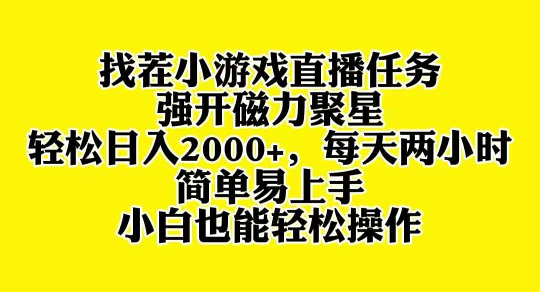 找茬小游戏直播，强开磁力聚星，轻松日入2000+，小白也能轻松上手-创业项目网