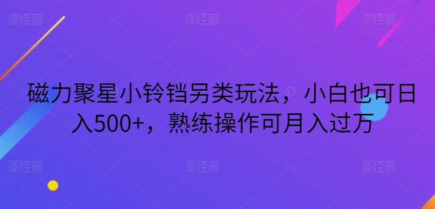 磁力聚星小铃铛另类玩法，小白也可日入500+，熟练操作可月入过万-创业项目网