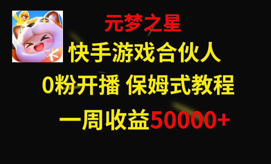 快手游戏新风口，元梦之星合伙人，一周收入50000+-创业项目网