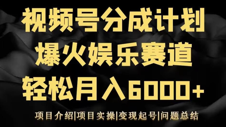 视频号创作分成计划之娱乐赛道，轻松日入500+-创业项目网