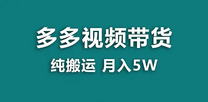 【蓝海项目】拼多多视频带货 纯搬运一个月搞了5w佣金，小白也能操作 送工具-创业项目网