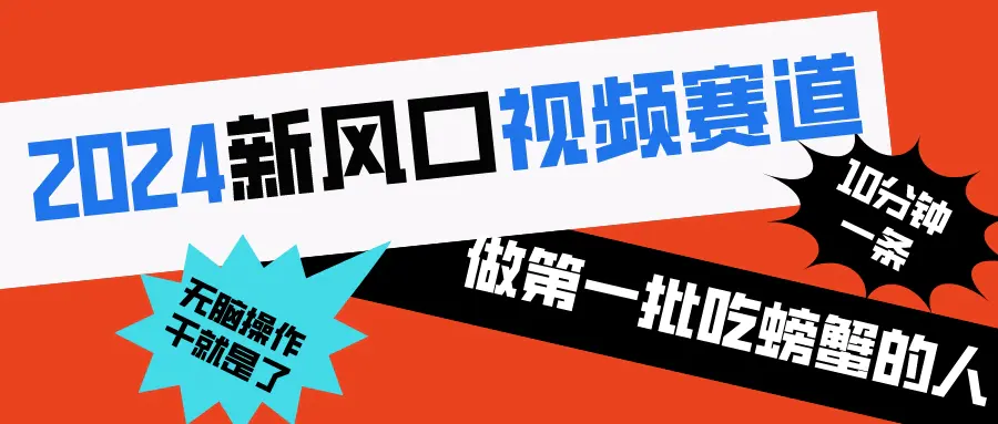 2024新风口视频赛道 做第一批吃螃蟹的人 10分钟一条原创视频 小白无脑操作-创业项目网