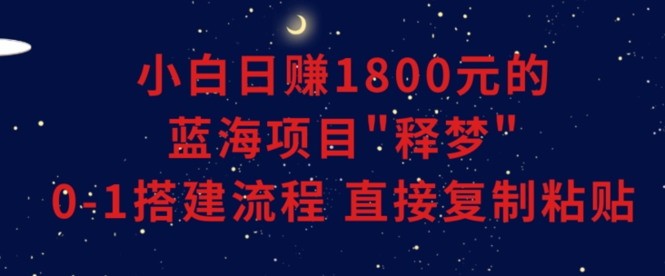 小白能日赚1800元的蓝海项目，”释梦”0-1搭建流程，可直接复制粘贴，长期操作-创业项目网