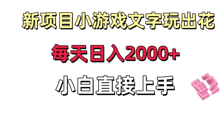 新项目小游戏文字玩出花日入2000+，每天只需一小时，小白直接上手-创业项目网