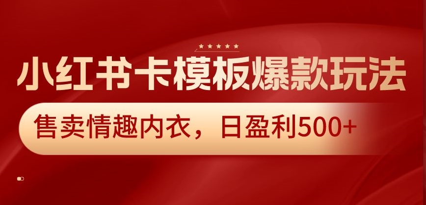 小红书卡模板爆款玩法，售卖情趣内衣，日盈利500+-创业项目网