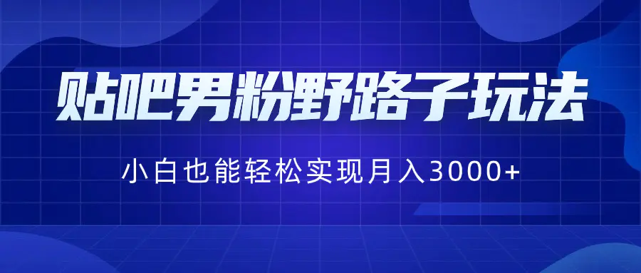 贴吧男粉野路子玩法，小白也能轻松实现月入3000+-创业项目网