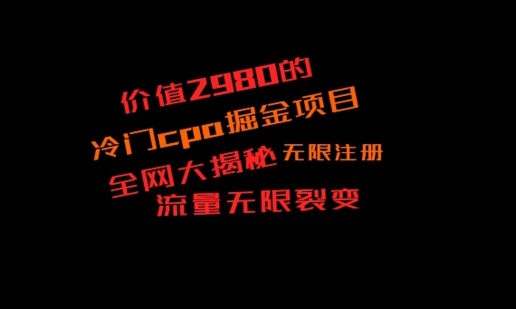 价值2980的CPA掘金项目大揭秘，号称当天收益200+-创业项目网