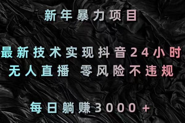 新年暴力项目，最新技术实现抖音24小时无人直播 零风险不违规 每日躺赚3000-创业项目网