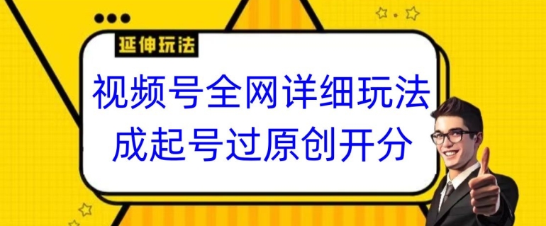 视频号全网最详细玩法，起号过原创开分成，单号日入300+-创业项目网