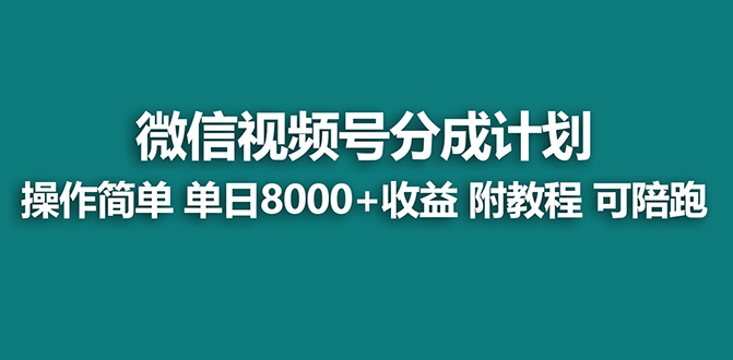 【蓝海项目】视频号分成计划最新玩法，单天收益8000+，附玩法教程，2024年的稳定项目-创业项目网