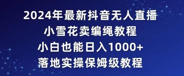 2024年抖音最新无人直播小雪花卖编绳项目，小白也能日入1000+落地实操保姆级教程-创业项目网