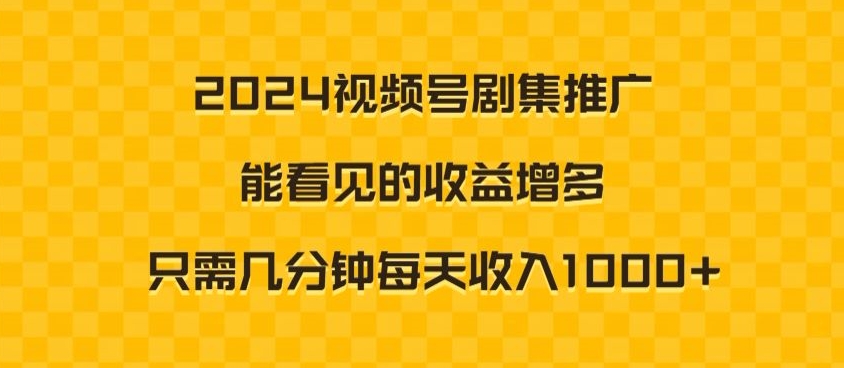 2024视频号剧集推广，能看见的收益增多，只需几分钟每天收入1000+-创业项目网