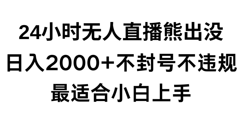 快手24小时无人直播熊出没，不封直播间，不违规，日入2000+，最适合小白上手，保姆式教学-创业项目网