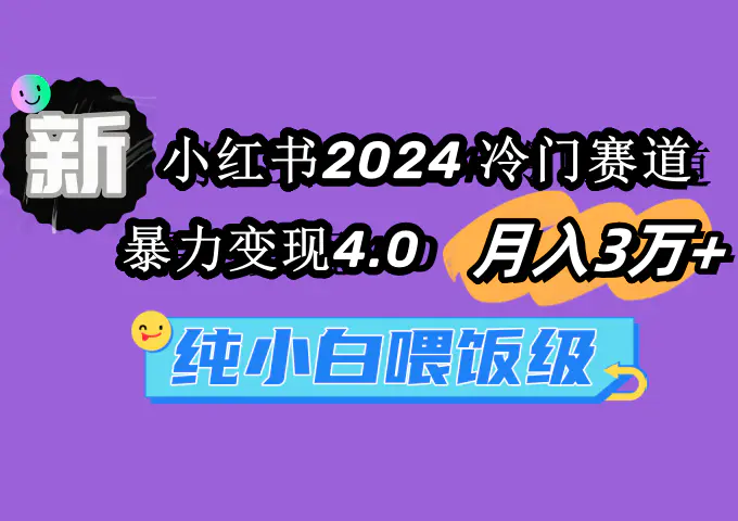 小红书2024冷门赛道 月入3万+ 暴力变现4.0 纯小白喂饭级-创业项目网