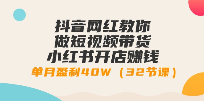 抖音网红教你做短视频带货+小红书开店赚钱，单月盈利40W（32节课）-创业项目网