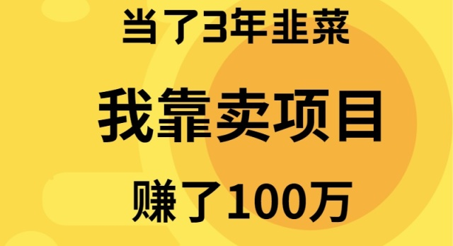 当了3年韭菜，我靠卖项目赚了100万-创业项目网