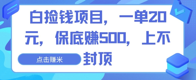 白捡钱项目，一单20元，保底赚500，上不封顶-创业项目网