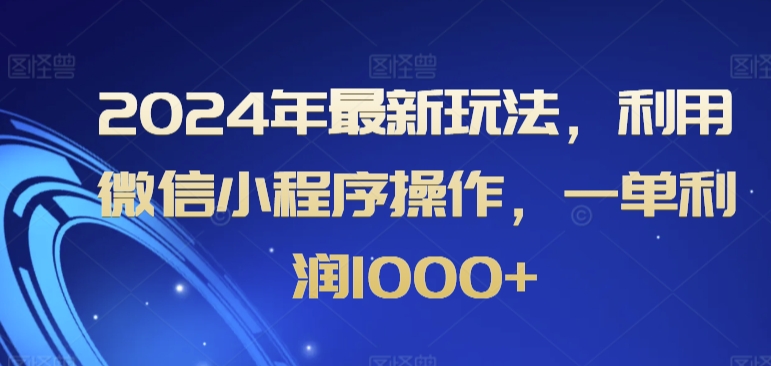 2024年最新玩法，利用微信小程序操作，一单利润1000+-创业项目网