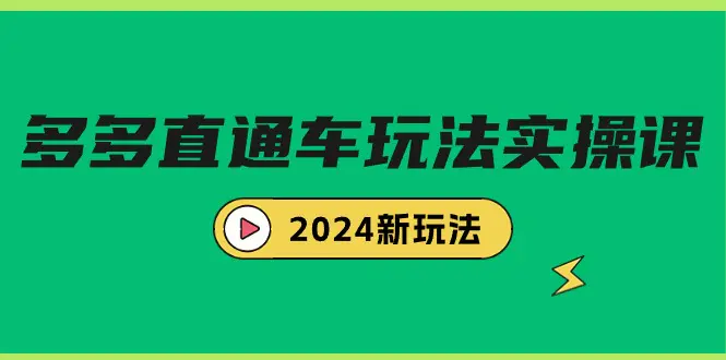 多多直通车玩法实战课，2024新玩法（7节课）-创业项目网