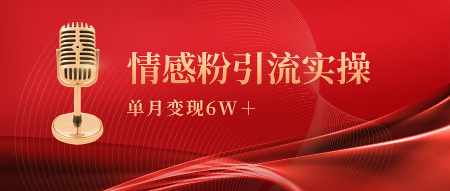 单月变现6w+，情感粉引流变现实操课-创业项目网