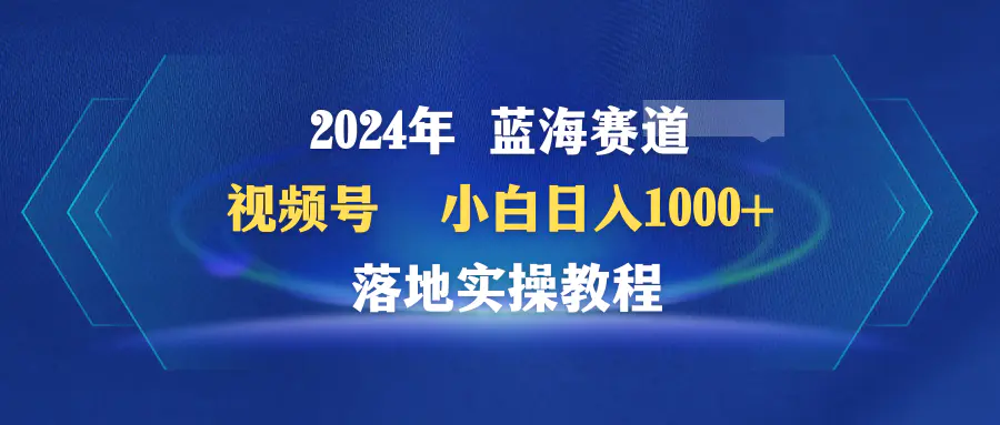 2024年蓝海赛道 视频号 小白日入1000+ 落地实操教程-创业项目网