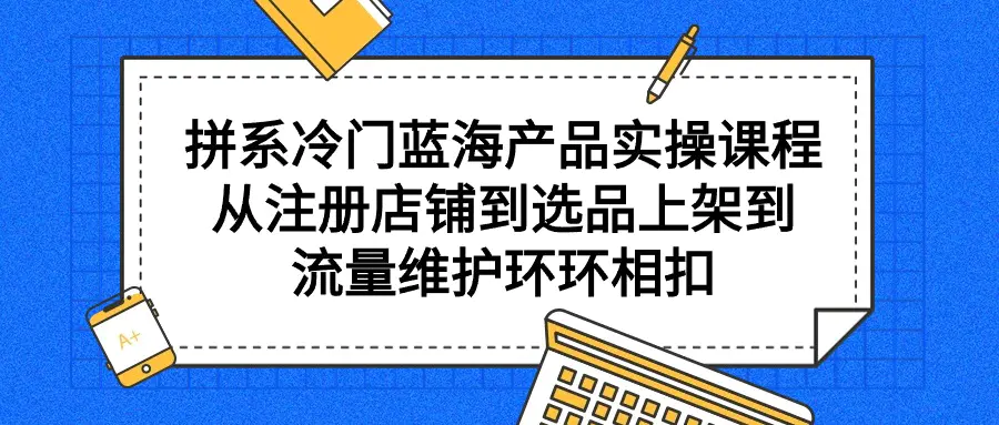 拼系冷门蓝海产品实操课程，从注册店铺到选品上架到流量维护环环相扣-创业项目网