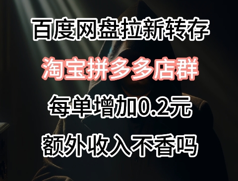 针对拼多多淘宝虚拟店的百度网盘拉新，每订单多0.2元额外收入-创业项目网