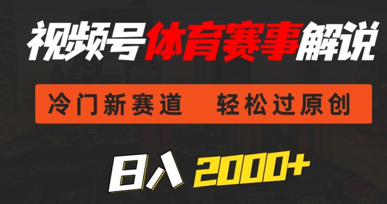 视频号体育赛事解说，冷门新赛道，轻松过原创，条条爆款，日入2000+-创业项目网