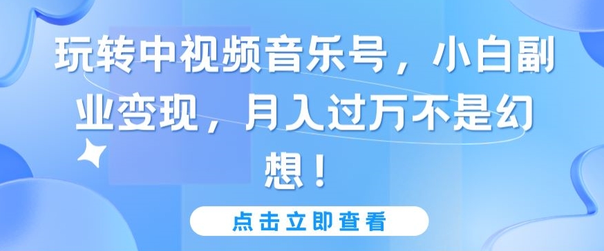 玩转中视频音乐号，小白副业变现，月入过万不是幻想-创业项目网