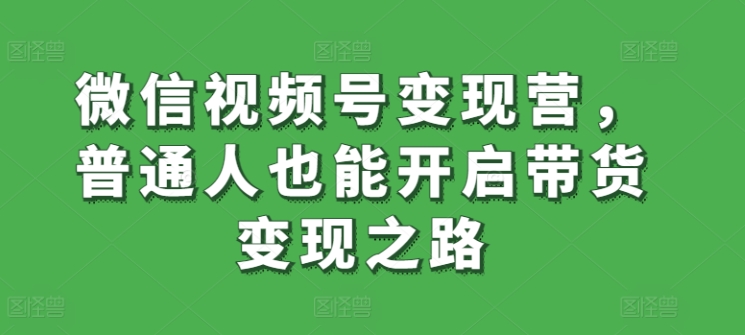 微信视频号变现营，普通人也能开启带货变现之路-创业项目网