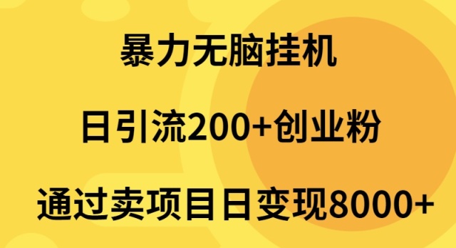 暴力无脑挂机日引流200+创业粉通过卖项目日变现2000+-创业项目网