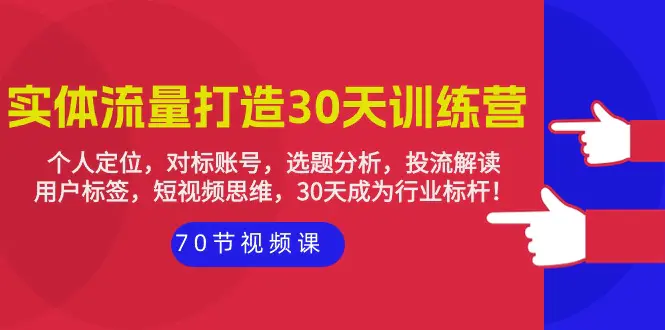 实体-流量打造-30天训练营：个人定位，对标账号，选题分析，投流解读-70节-创业项目网