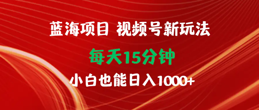 蓝海项目视频号新玩法 每天15分钟 小白也能日入1000+-创业项目网