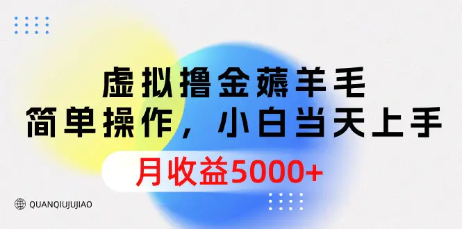 虚拟撸金薅羊毛，简单操作，小白当天上手，月收益5000+-创业项目网