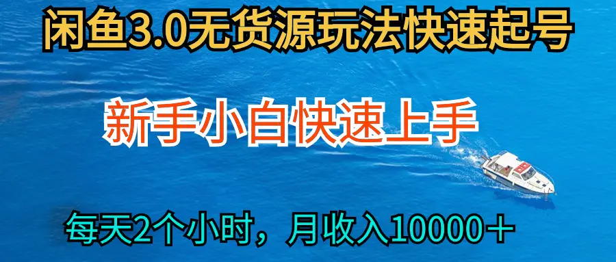 2024最新闲鱼无货源玩法，从0开始小白快手上手，每天2小时月收入过万-创业项目网