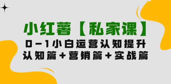 小红薯【私家课】0-1玩赚小红书内容营销，认知篇+营销篇+实战篇（11节课）-创业项目网