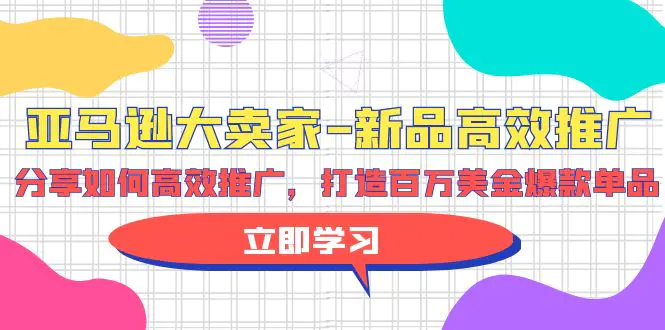 亚马逊大卖家-新品高效推广，分享如何高效推广，打造百万美金爆款单品-创业项目网