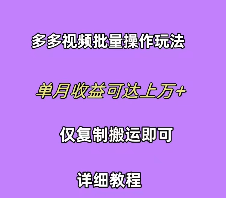 拼多多视频带货快速过爆款选品教程 每天轻轻松松赚取三位数佣金 小白必做副业-创业项目网