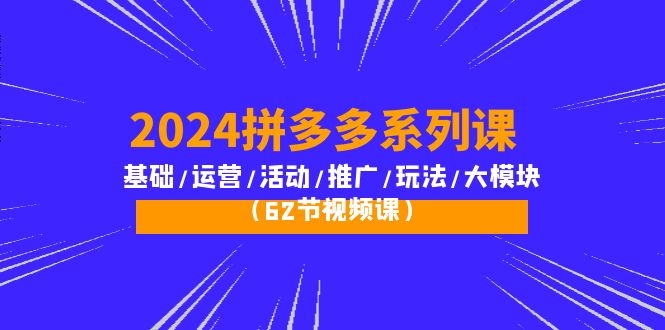 2024拼多多系列课：基础/运营/活动/推广/玩法/大模块（62节视频课）-创业项目网