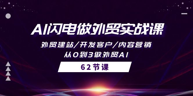 AI闪电做外贸实战课，外贸建站/开发客户/内容营销/从0到3做外贸AI-62节-创业项目网