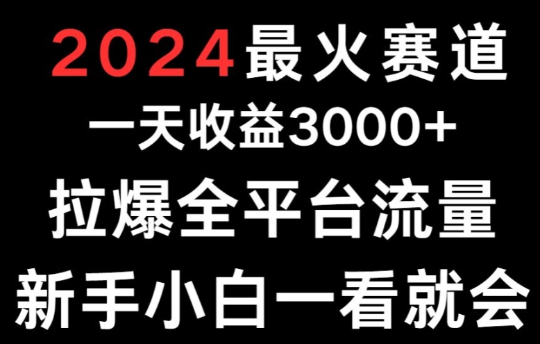 2024最火赛道，一天收益3000+，拉爆全平台流量，新手小白一看就会-创业项目网