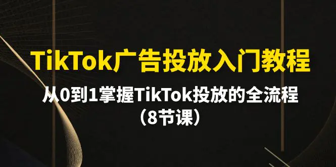 TikTok广告投放入门教程，从0到1掌握TikTok投放的全流程（8节课）-创业项目网