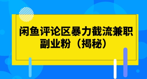 闲鱼评论区暴力截流兼职副业粉-创业项目网